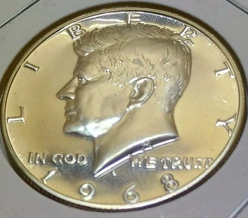 1968 S PROOF 40% SILVER KENNEDY HALF DOLLAR *FREE SHIPPING* IN 2x2 Coin Flip