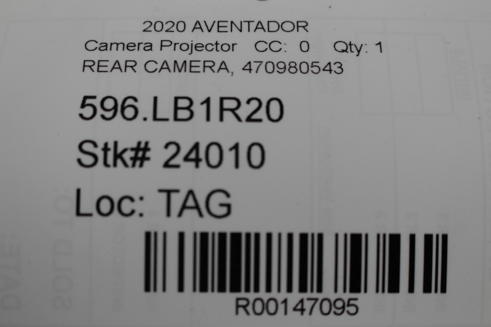 Lamborghini Aventador LP700, Rear Camera Projector, Used, P/N 470980543