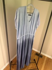 BooHoo Plus Size US24 Blue Ombré Gauze Sundress Side Slit Pool Coverup