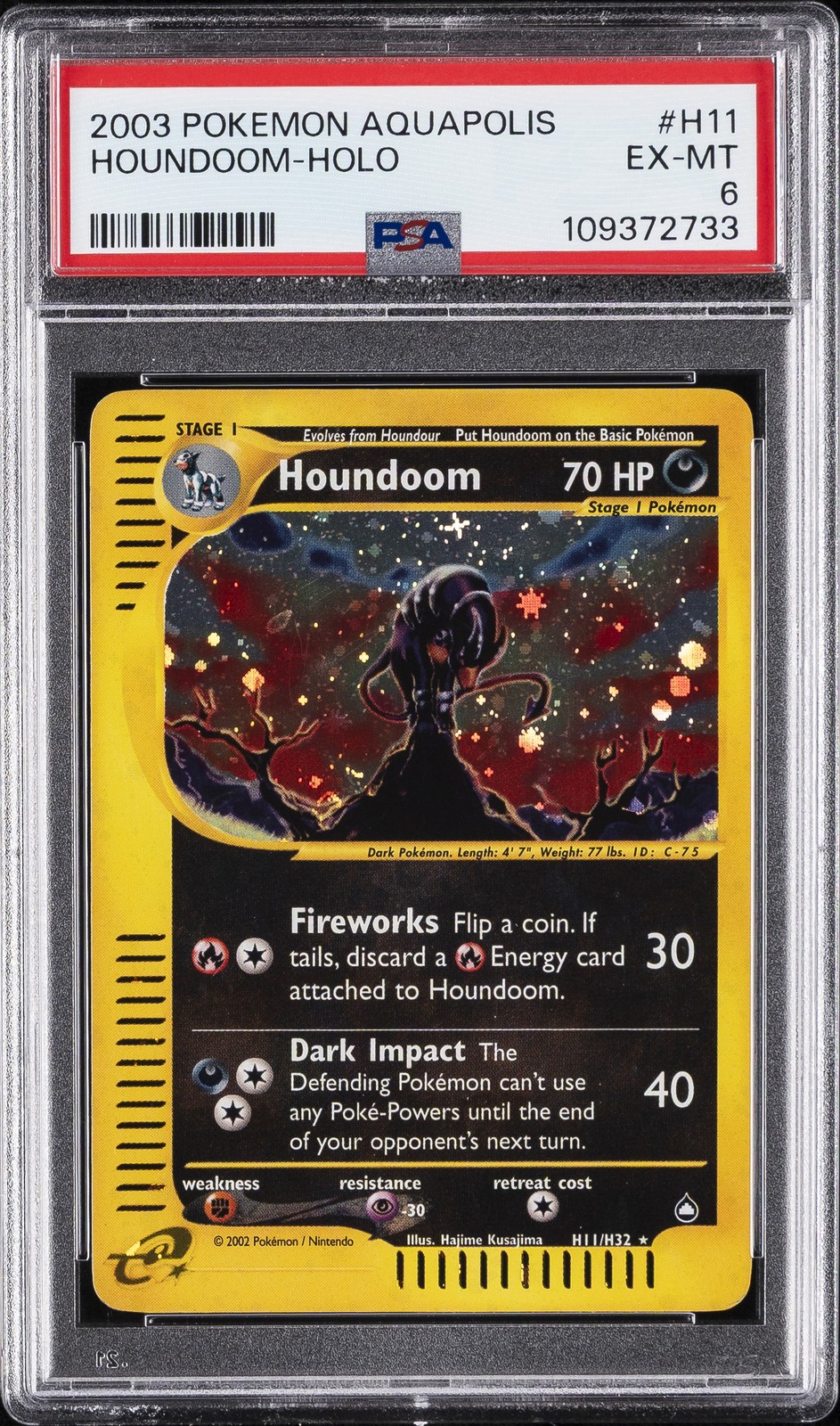 2003 POKEMON AQUAPOLIS #H11 HOUNDOOM-HOLO PSA 6