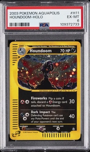2003 POKEMON AQUAPOLIS #H11 HOUNDOOM-HOLO PSA 6