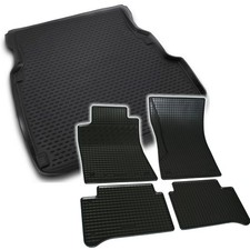 Gummi Kofferraumwanne Fußmatten für Mercedes W211 E-Klasse 02-09 Set Passform Ma