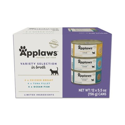 Applaws 3Flavor Variety in Broth Wet Cat Food 12Pack 5.5 oz Cans