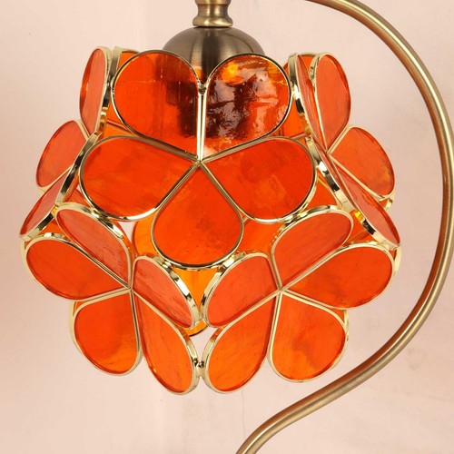 L10909 Tiffany Style Stained Glass Flower Petal Table Lamp with Brass Base fo... - Picture 4 of 8