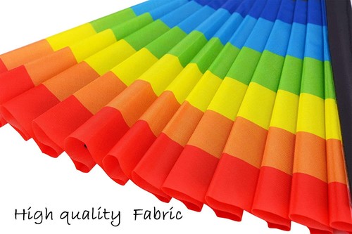 2 Pk Large Rave Folding Hand Fabric Fan Women/Men Foldable Clack Music Festival - Picture 4 of 7