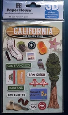 PAPER HOUSE 3D CALIFORNIA STICKER SET~ SAN FRANCISCO~ SAN DIEGO~LA~OAKLAND