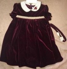 Christmas Holiday Party Dress Bloomer Toddler Cranberry Velvet 18M NWOT Headband