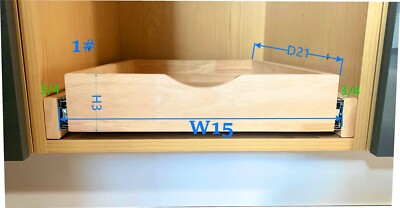 Kitchen Slide Out Cabinet Shelf Pull Out Wood Drawer Storage W15''xD21 soft close