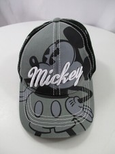 Disney Mickey Mouse Hat Cap Snap Back Black Gray Adjustable Embroidered Baseball