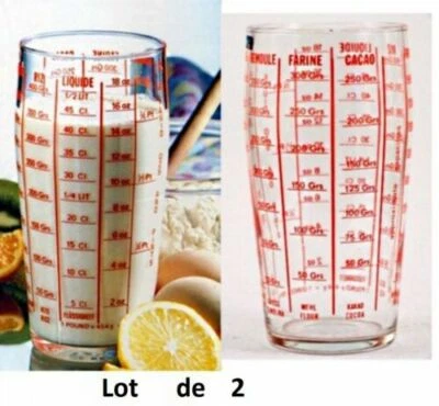 LOT 2 VERRE DOSEUR TRANSPARENT GRADUÉ LUMINARC