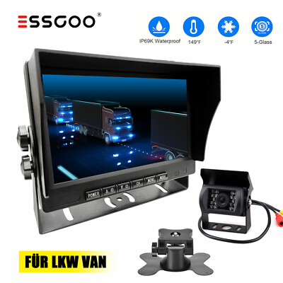 ESSGOO 18LED Rückfahrkamera mit 10M Kabel 7'' LCD Rückfahrmonitor für RV LKW Bus