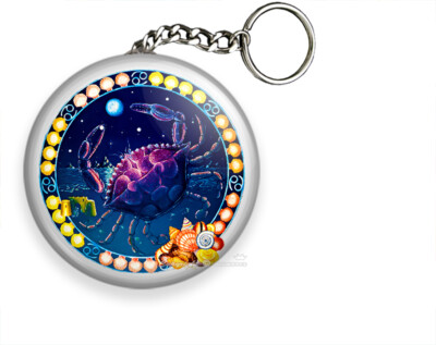 CANCER ZODIAC HOROSCOPE ASTROLOGY SIGN ART KEYCHAIN KEY FOB CHAIN RING ...