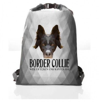 Polygon Beutel BORDER COLLIE Siviwonder Geometrisch Turnbeutel Rucksack Hund