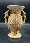 Vintage Original Pottery McCoy Rustic Vase W Handles 9" Brown