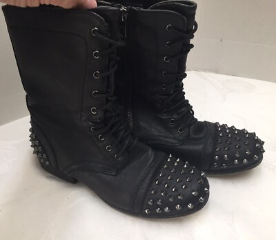 Women s Call It Spring Black Silver Zip Up Calf High Boots Size 6 Look 