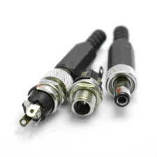 50sets DC Power Supply 5.5x 2.1mm Male + Female Connector w/ Nut for CCTV Camera