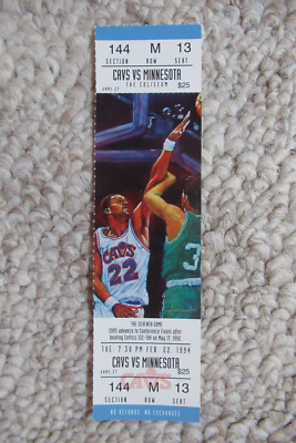 CLEVELAND CAVALIERS VS MINNESOTA TIMBERWOLVES 2/22/1994 FULL TICKET