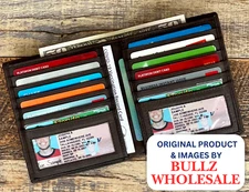 Texan Bull Mens RFID Hipster Bifold Leather Wallet 2 ID 10 Card Holder Brown NEW