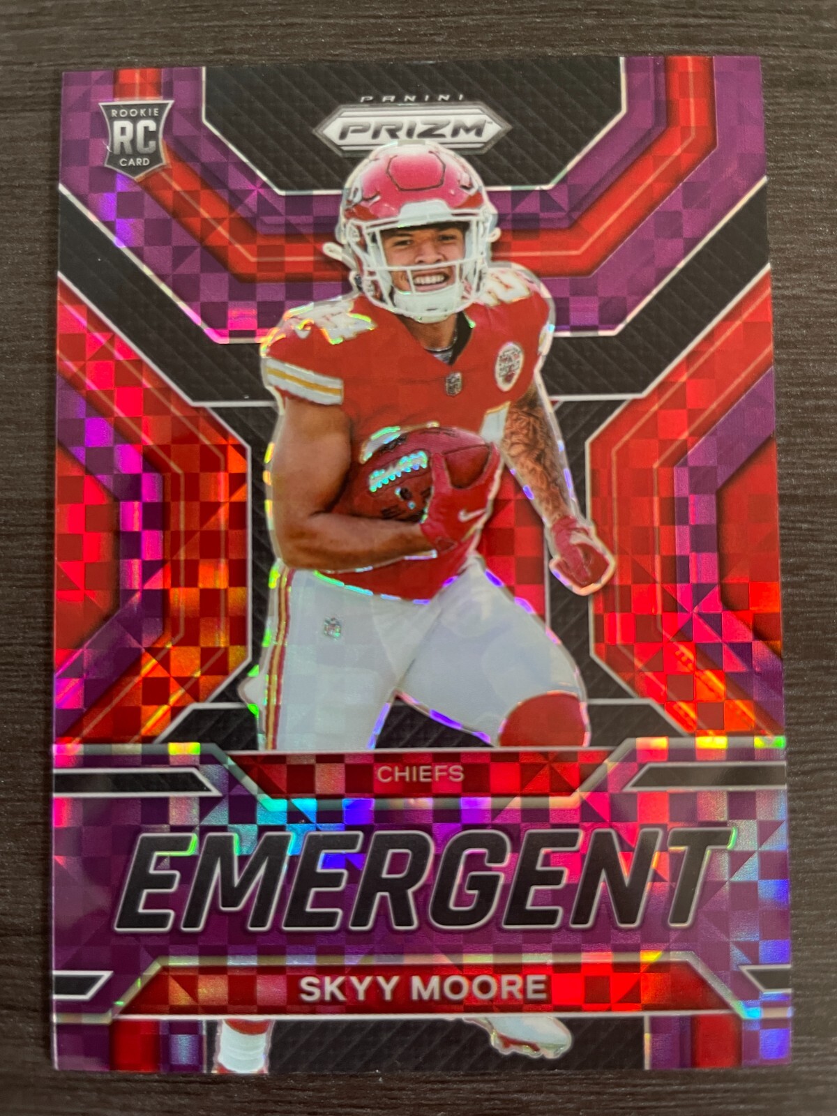 2022 Panini Prizm Skyy Moore Emergent Rookie Purple Power Prizm RC serial /49