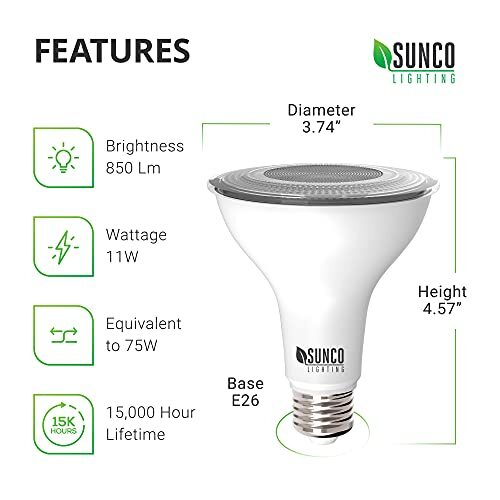 Sunco LED PAR30 Dusk To Dawn Bulbs - 11W Outdoor Security Lights, 4 Pack