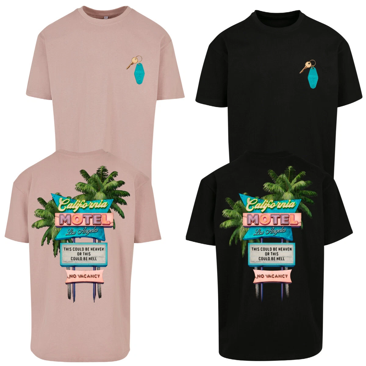 Mister Tee California Motel Oversize T-Shirt Top Shirt Backprint Colorful