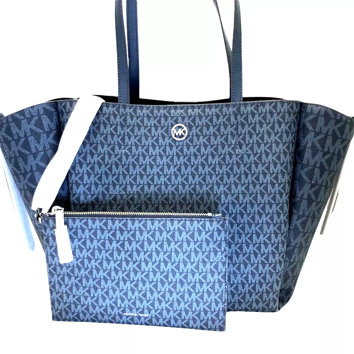 NWOT Michael Kors Fulton Blue Navy Pebbled Leather Shouldr Bag Tote Purse  Large | eBay