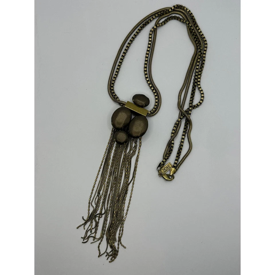KR by Silpada Cuero Juntos 30 Latón Doble Cadena Collar Largo Flecos Foto 3 de 4