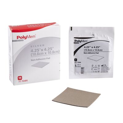 Polymem Silver 4.25" x 4.25" Non-Adhesive PolyMeric Membrane Dressing Box of 15 | eBay Polymem Silver 4.25" x 4.25" Non-Adhesive PolyMeric Membrane Dressing Box of 15 | eBay