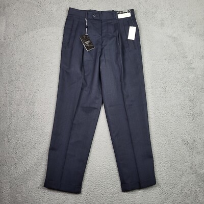 AUSTIN GREY Blue Over Plaid Men's Pleated Dress Pants Size 32x30