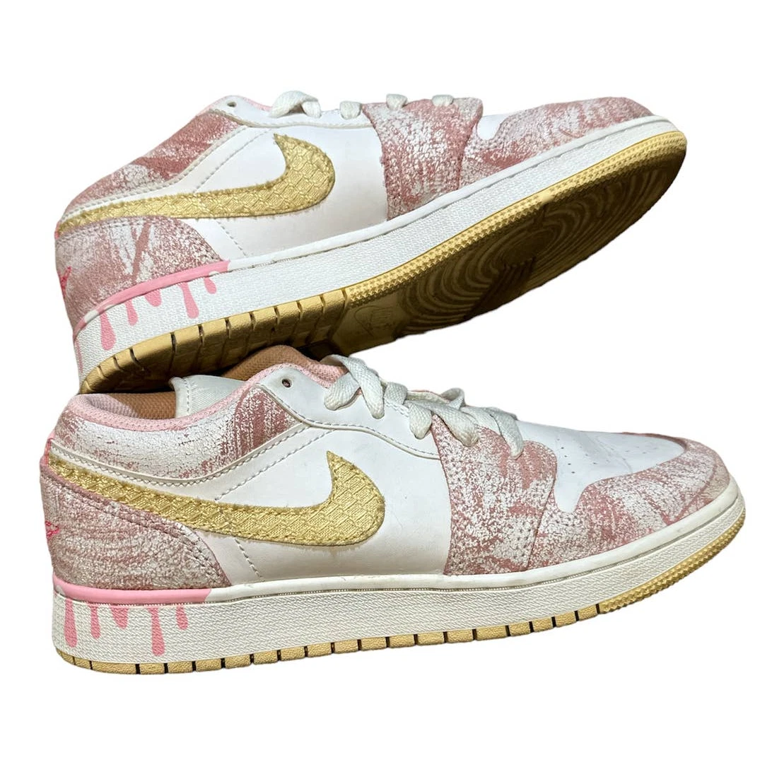 Air Jordan 1 gocciola di vernice bassa GS taglia 6 5 gelato alla fragola giovane raro in attesa di validità