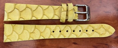 Uhrenarmband Fisch Leder STÖR gelb 18 -24 mm DILOY DeLux Dornschließe