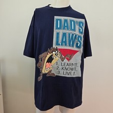 VTG 90s Single Stitch T Shirt Loony Tunes Taz Tasmanian Devil Dad's Laws XL