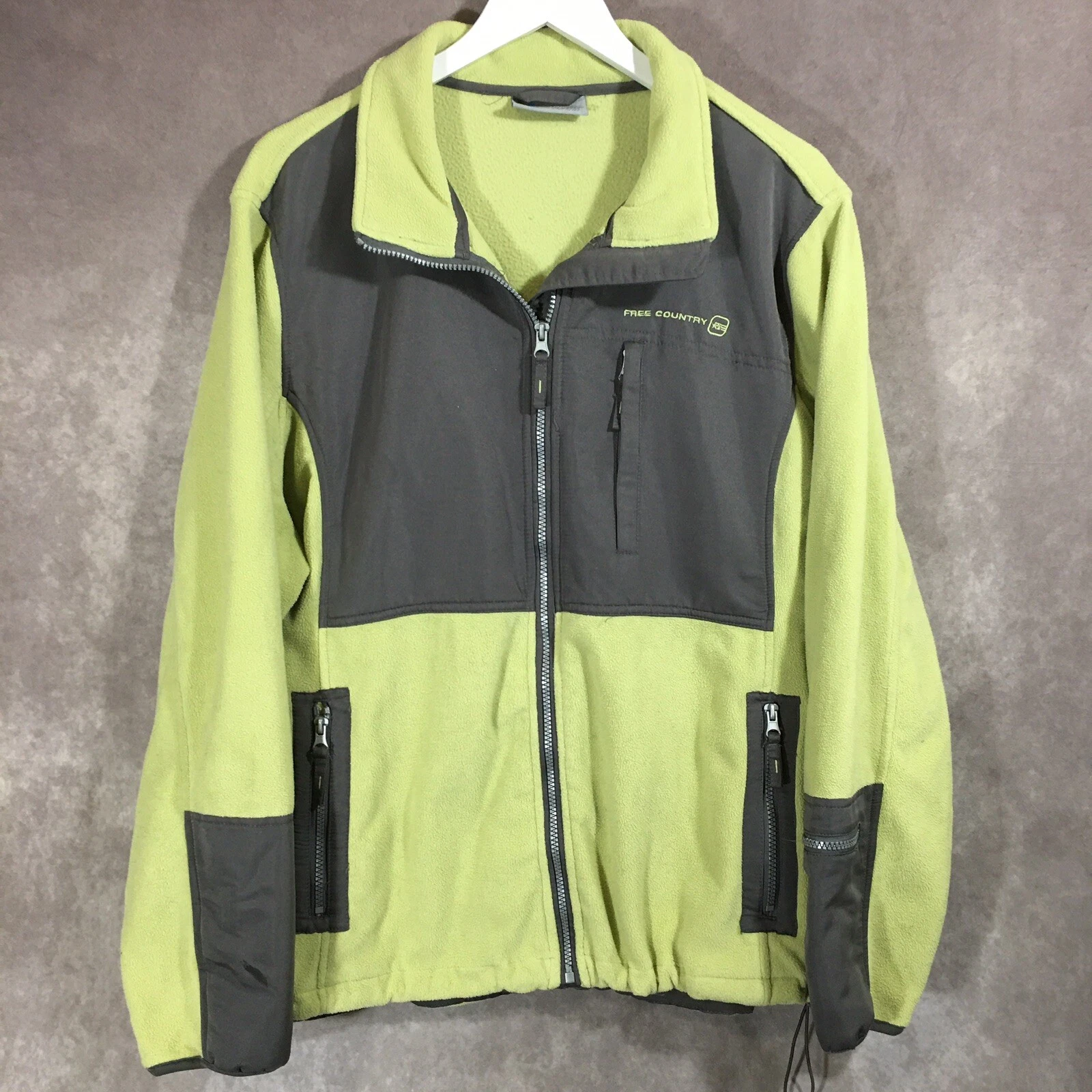 Free Country Fleece Jacket Adult 2X Green Gray Outdoor Activewear Full Zip