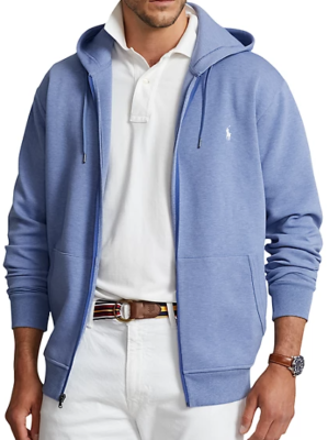 Polo Ralph Lauren Double-Knit Full-Zip Hoodie Lattice Blue