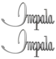 68 1968 Chevy Impala Front Fender Chrome Emblems Scripts Pair