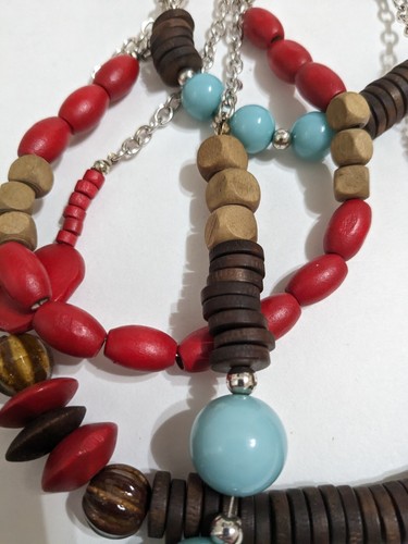 Erica Lyons 4 Layer Statement Necklace. Multi-color Wood & Acrylic Beads. - Picture 7 of 17