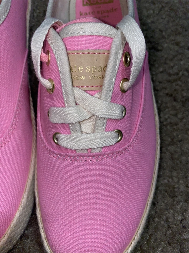 NOVO Feminino Keds X Kate Spade New York Champion Lona Rosa Neon com Cadarço Tamanho 5.5 - Imagem 3 de 4