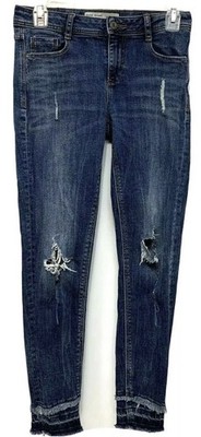 Zara jeans 2 Skinny Ankle Denim Stretch Let Down Raw Hem Z1975 Medium Wash