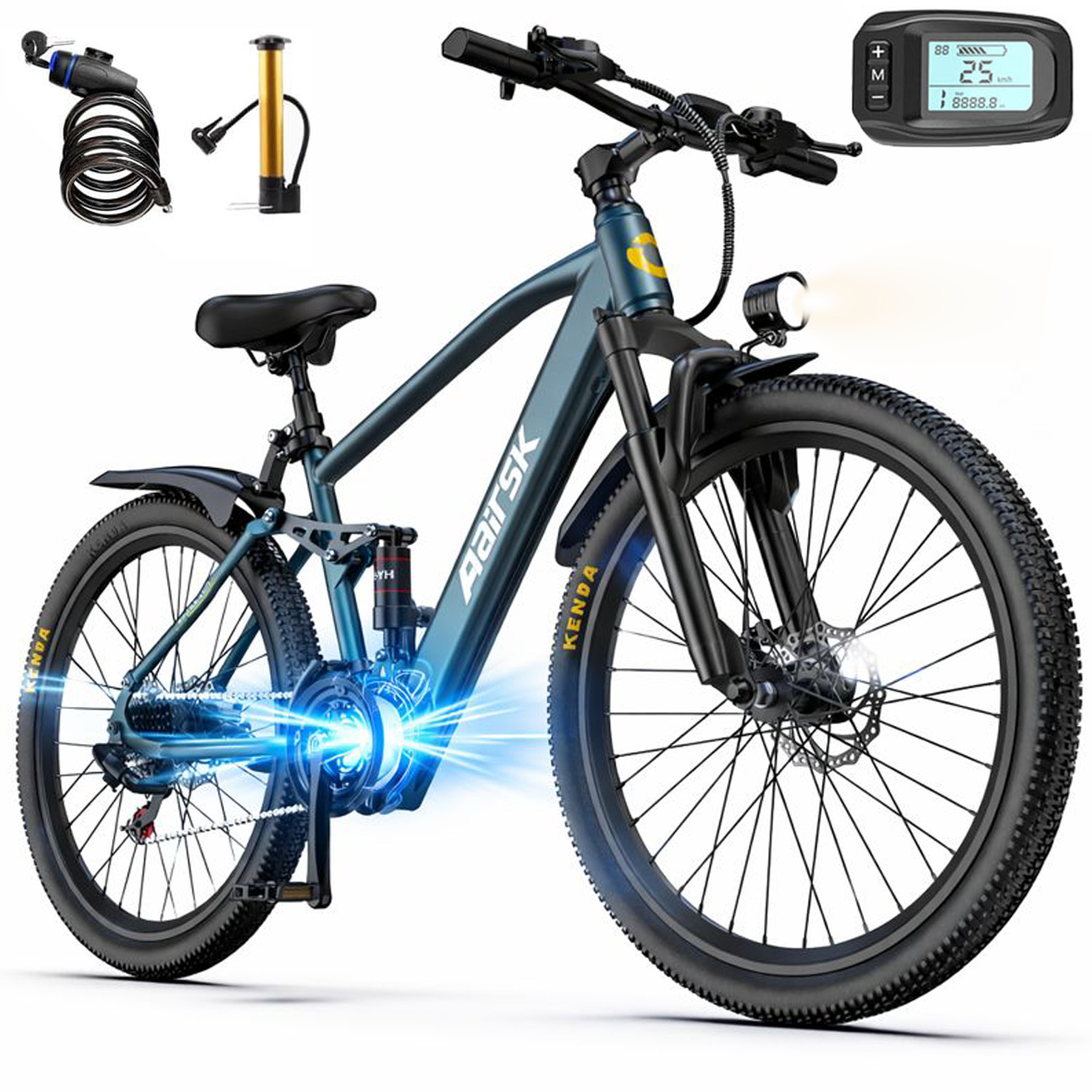 26'' Electric Bike for Adults, 748W Motor Ebike, 21-Speed 25