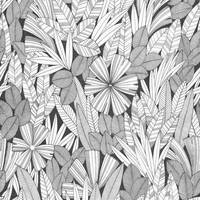 FD26346_ Happy Banane Blatt Graphit Grau Weiß Fine Decor Tapete