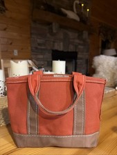 1990s L.L. Bean Boat and Tote 10  Mini Rust Orange with Brown Trim USA EUC