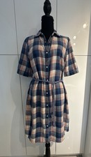 Tommy Hilfiger  Women Belted Shirt Dress Blue Pink Plaid Flannel Size M
