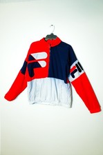 Vintage Fila Velour Track Jacket Men - Size M - Full Zip - Red Blue White Color