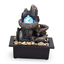 Tabletop Fountain Rotating Ball Rock Waterfall Fountain Office Tabletop 