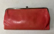 Hobo Lauren Pink Distressed Leather Double Kisslock Clutch Wallet