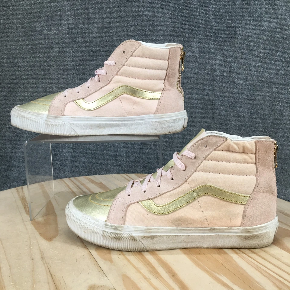 Vans Shoes Youth 6 Pink Gold Sk8-Hi Old Skool Sneakers Zip Back Suede 721454 - Image 2 of 4