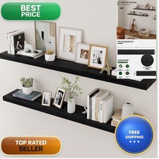 Marsmiles Wood Floating Shelves Wall Set 2 48 Inch Wide Rustic Wooden Floating