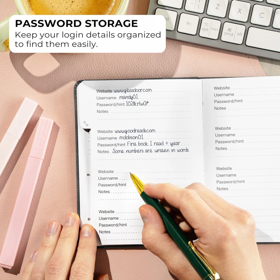 Password Book with Tabs - Internet Address Organizer & Pocket Keeper (Gray) - Image 3 of 4