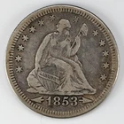 1853 Liberty Seated Quarter VF/XF Arrows and Rays Silver 25c