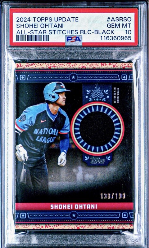 TOPPS SHOHEI OHTANI ALL-STAR STITCHES GAME WORN PATCH JERSEY RELIC GRADED PSA!!!